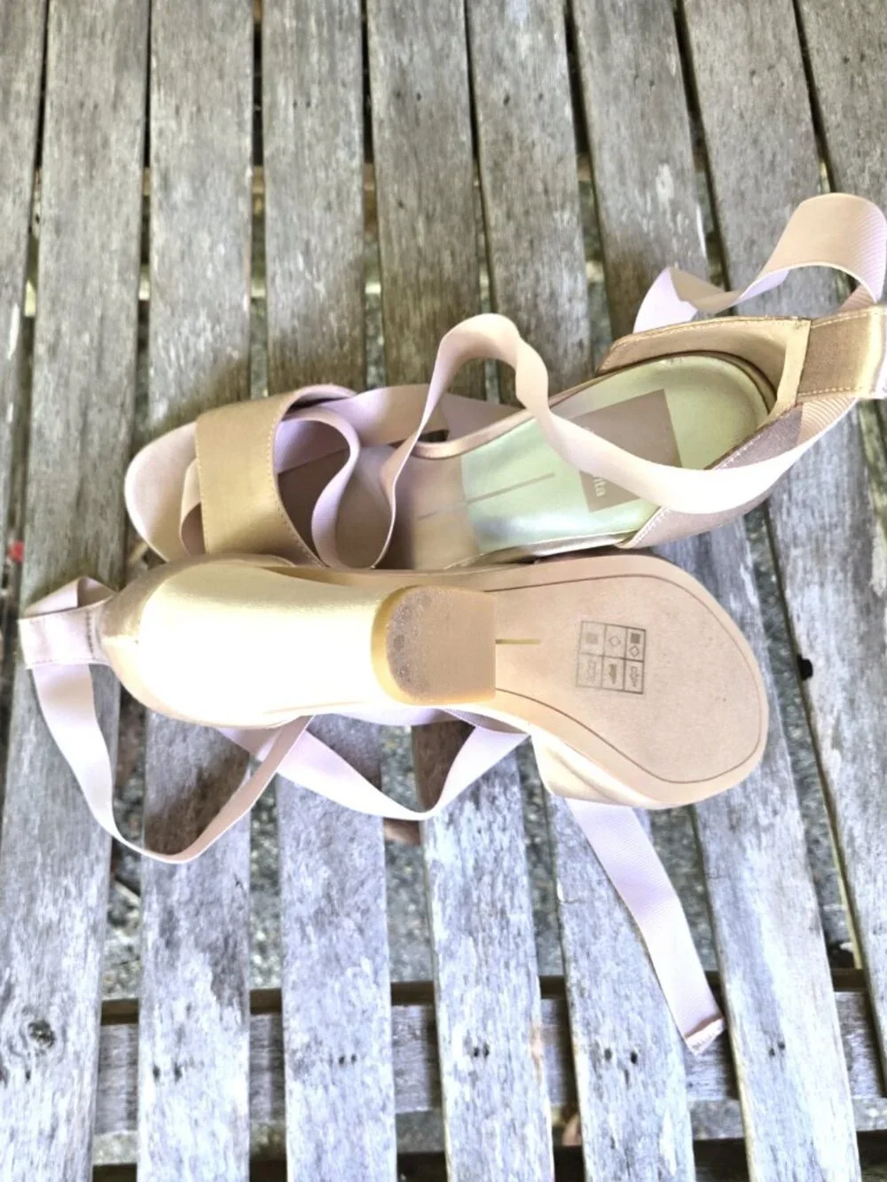 New DOLCE VITA Harvyy Pink Satin Ribbon Tie Heels Sandals Shoes 6.5